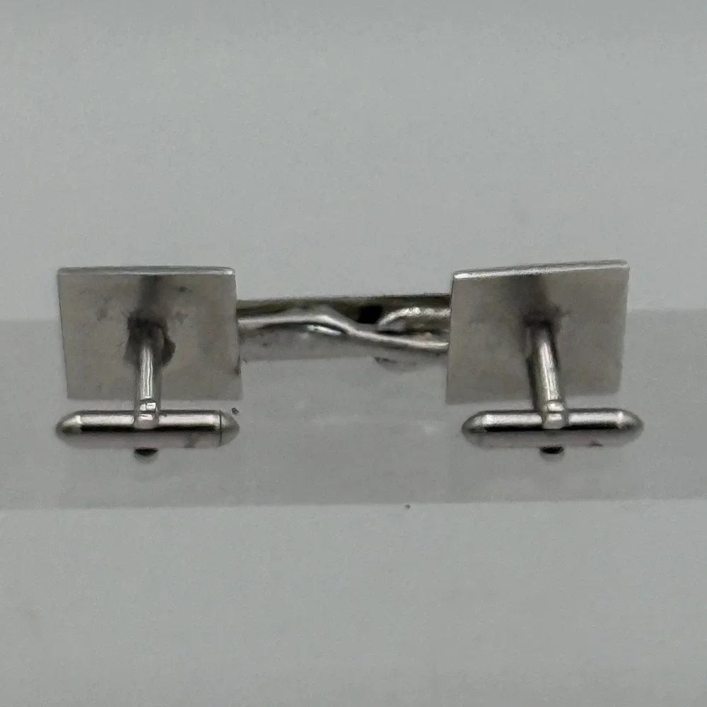 Vintage Fleur De Lis Cufflinks and Tie Clip Set Silver Tone Formal Mens Jewelry